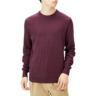 Image de Amazon Essentials Pull à Col Rond et Manches Longues, 100% Coton (Disponible en Grandes Tailles Longueurs) Homme, Bordeaux, 6XL Grande Taille Tall