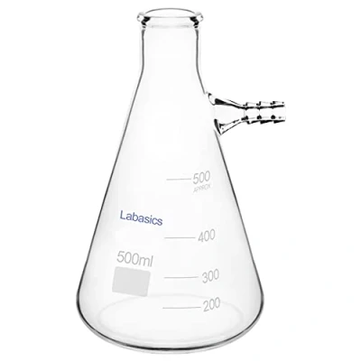 Image de Labasics 500 ml Flacon Filtrant Mur Lourd Verre Borosilicaté Filtering Flask, Col Boulon avec Tubulation,