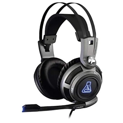 Image de The G Lab Korp 200G Casque Gamer avec Micro, Son Stéréo, LED Bleue, Confortable et léger, Jack 3.5mm compatible PC/PS4/PS5/Xbox One/Xbox Series X/Series S/Mac/Nintendo Switch/Smartphone