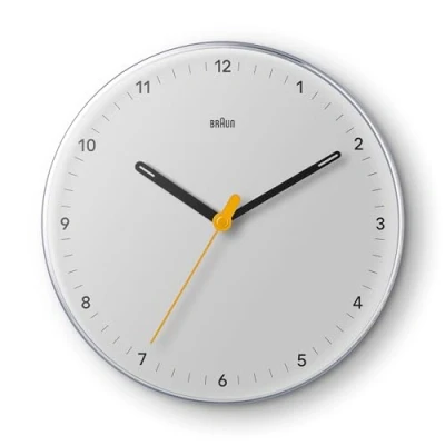 Image de Braun Horloge Murale analogique Classique avec Mouvement à Quartz Silencieux, Facile Lire, diamètre 23 cm en Noir, modèle BC26W.