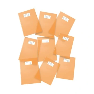 Image de Pigna, Protège cahier en PVC transparent coloré, format A4, 210 microns, avec rabats et pochette de coin, couleur orange, 25 pièces