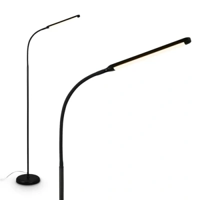 Image de BRILONER Lampadaire LED avec bande lumineuse, variateur tactile continu, fonction mémoire, câble USB C 1,5 m, interrupteur séparé, lumière blanche chaude, Ø21x170 cm, Noir