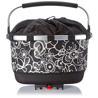 Image de KlickFix Carrybag GT Panier Textile pour Porte Bagages Racktime Unisexe, Noir avec Fleurs, 24 litres