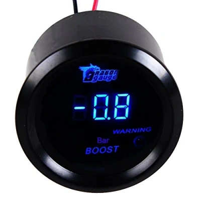 Image de Mintice 2&quot; 52mm Noir Voiture Moteur Numérique Lumière Bleue de LED Bar Manomètre Turbo Mètre Jauge