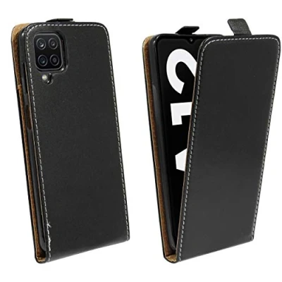 Image de cofi1453® Étui de protection à rabat vertical compatible avec Samsung Galaxy A12 (A125F) Noir