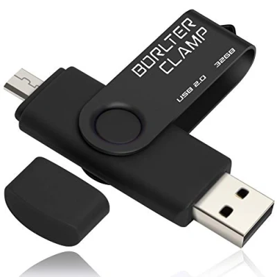 Image de Clé USB 32 Go, 2 en 1 OTG Mémoire Stick, Pivotant U Disque avec Port Micro pour Smartphone Android, Tablette et Ordinateur (Noir)