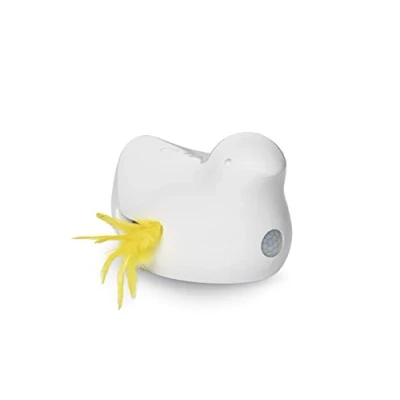 Image de PetSafe Jouet électronique pour chat Peek a Bird avec plumes, capteur de mouvement et minuterie 10 minutes, 3 piles AA nécessaires, Blanc
