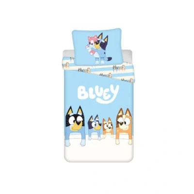Image de My sweety pop Parure de lit Enfant Bluey 2 Pieces Housse Couette Réversible 140 x 200 Taie d&#039;oreiller 70 90 cm Literie 100% Coton Bleu Rayures