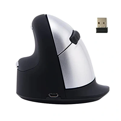 Image de R Go He Souris Ergonomique sans Fil, Grande Taille, pour gaucher, Verticale Rechargeable, Anti Tendinite, 1750 DPI réglable et 5 Boutons, Compatible avec Windows/Mac/Linux, Noir