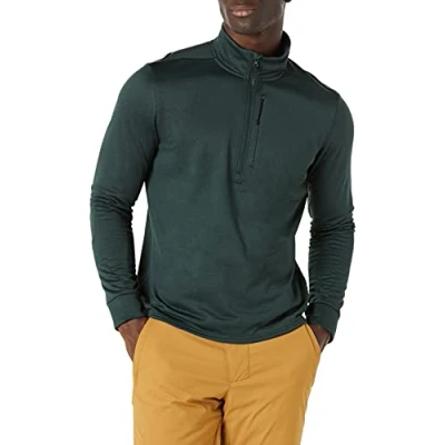 Image de Amazon Essentials Performance Ski Midlayer Quart Zip Homme, Vert, XL