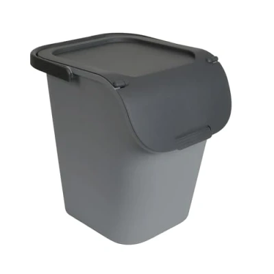 Image de EDA Poubelle de tri 40 L sélectif avec Couvercle Large Ouverture Superposable et Emboîtable Gris Béton
