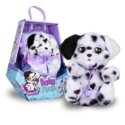 Image de BABY PAWS DALMATA avec Sons d&#039;Ouverture et de Fermeture des Yeux, Inclut une Couverture Personnalisée ,Peluche Interactive Chiots Endormis ,Jouet Cadeau pour Garçons Filles 18 Mois Plus