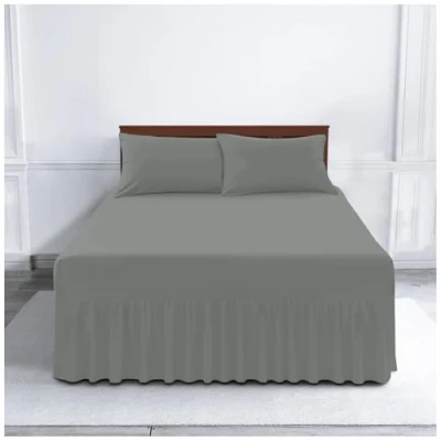 Image de Gaveno cavalia Drap Housse avec Jupe en Percale, Charbon, 35.5 x 7.5 6 cm