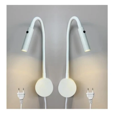 Image de YNDD 2 Pièces Applique Liseuse LED Tete de Lit, 3W Lampe Lecture Murale avec Port USB, Prise et Interrupteur, Flexible Col Cygne Lumière en Aluminium, Chevet pour Lire, Chambre