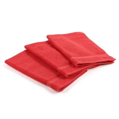 Image de Caleffi Serviette de Bain, Ensemble 3, Toilette, en éponge, 100% Coton, 40x60 cm, Facile à Laver et Sécher. Modèle: Oceano, Rouge.