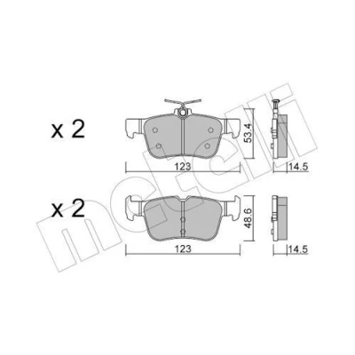 Image de METELLI 22 1040 2 Jeu de plaquettes frein contact signal d&#039;usure exclu FORD: S Max Mk2, Mondeo 5, Focus Mk4 3/5 portes, FORD USA: Edge Mk2