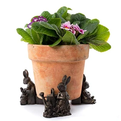 Image de Potty Feet Beatrix Potter Lot de 3 Figurines Peter Rabbit Pieds Pot Fleurs Support Ornements décoratifs Faits à la Main
