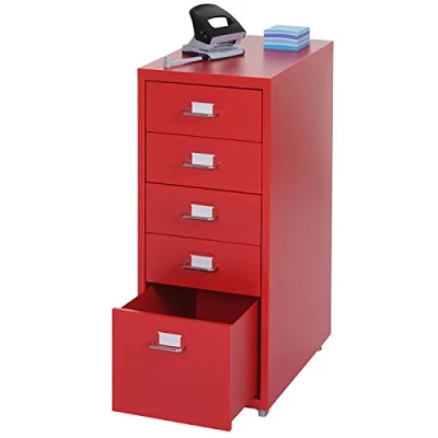 Image de Caisson à roulettes Boston T851, Placard tiroirs en Acier, 69x28x44cm 5 Rouge