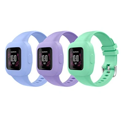 Image de MoKo Lot de 3 Bracelets Compatible avec Garmin Vivofit jr. pour Enfants, Bande Montre Remplacement en Silicone, Vert + Violet Bleu