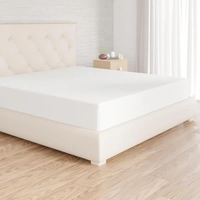 Image de Amazon Basics Drap Housse, 180 x 200 30 cm, en Polyester Microfibre pour Matelas Épais jusqu&#039;à Blanc