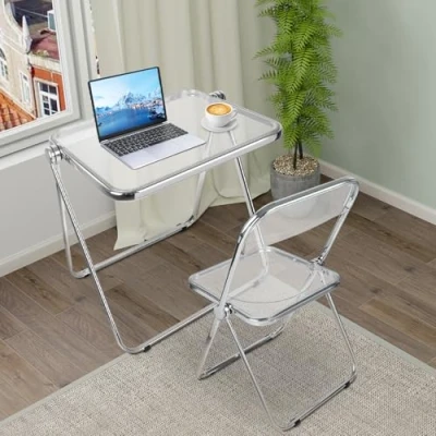 Image de OHMG Petite Bureau d&#039;Ordinateur,Table Pliable,Bureau,la Table d&#039;appointPetits Espaces Taille Portable Peu encombrant,Aucun Assemblage Requis,Poste de Travail