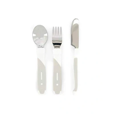 Image de Twistshake Set de Couverts pour Bébé en Acier Inoxydable l&#039;Apprentissage, avec Fourchette, Couteau et Cuillère, Sans BPA, à Partir 12 Mois, Blanc