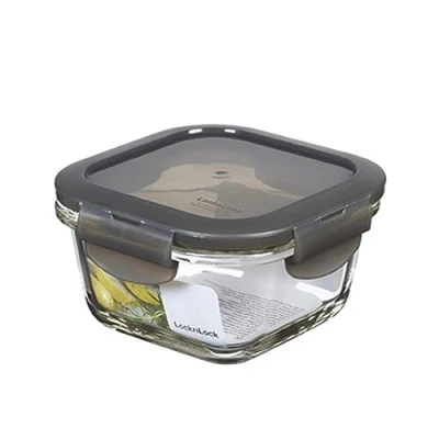Image de LocknLock Boîte de conservation alimentaire en verre avec couvercle 300 ml, 120 x 65 mm, carré, passe au réfrigérateur, congélateur et lave vaisselle, borosilicate jusqu&#039;à 400 C,