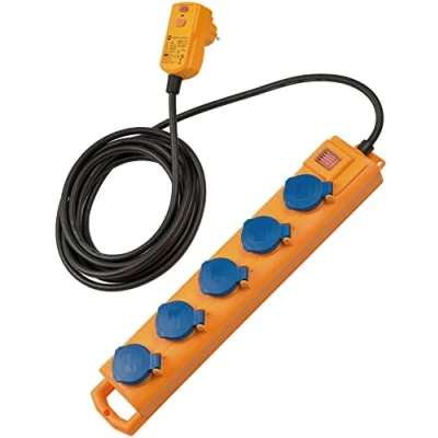 Image de Brennenstuhl 1159900805 Super Solid SL 544 D FI Bloc multiprise IP54 5 Prises Jaune/Bleu