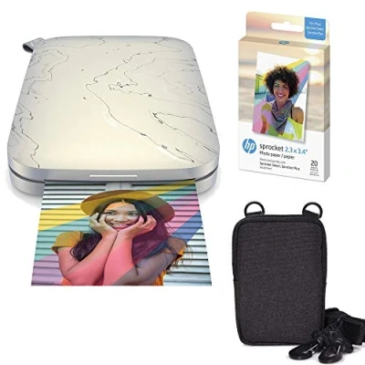 Image de HP Sprocket Select Imprimante Photo instantanée Portable 2,3 x 3,4 Pouces pour appareils Android et iOS (Blanc) Paquet de Papier Zink