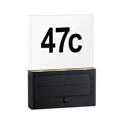 Image de Paulmann 94725 LED Numéro de Maison Lumineux Solaire Neda détecteur Mouvement Respect Insectes IP44 2200K 30lm Anthracite lumière dorée Plastique, Matière, 1 W