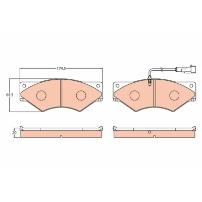 Image de TRW GDB5063 Jeu de plaquettes frein contact signal d&#039;usure inclus IVECO: DAILY 2 Pritsche/Fahrgestell, Kasten/Kombi, Kipper