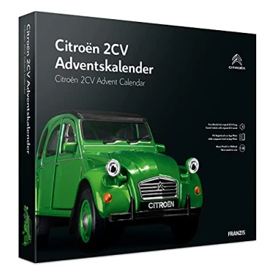Image de Franzis Calendrier de l&#039;Avent Citroën 2 CV (Canard) en Vert, kit Construction véhicule à l&#039;échelle 1:38, Module sonore et Livre d&#039;accompagnement, partir 14 Ans, 55154 2, coloré