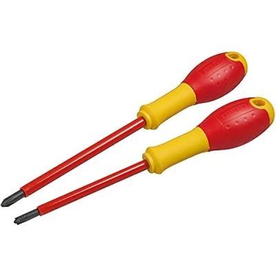 Image de Stanley Fmht0 62648 Set De 2 Tournevis Taille Unique Gamme FatMax Fabriqués En France Lame Acier Sablage L&#039;Empreinte Poignée Soft Grip Liaison Quasi Incassable Anticorrosion
