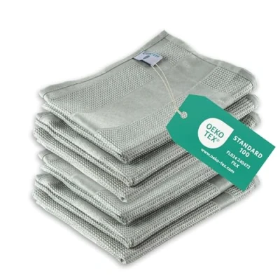 Image de ELEXACLEAN Torchons de Cuisine en Microfibre Torchon Vaisselle (Set 6 Gris) Modernes pour Table Bar
