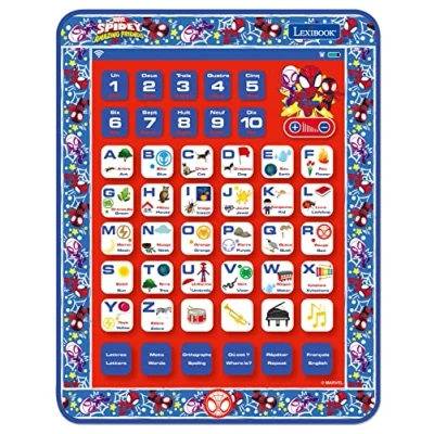 Image de Lexibook, Spidey and His Amazing Friends, Tablette éducative bilingue, Langues Français/Anglais, Lettres, Chiffres, Piano, Quiz, JCPAD002SPi1