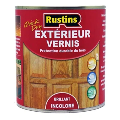 Image de Rustins Vernis extérieur brillant pour bois Utilisation de l&#039;extérieur à séchage rapide Protection anti UV 15m²/L 1 Litre (EAVG1000FR)