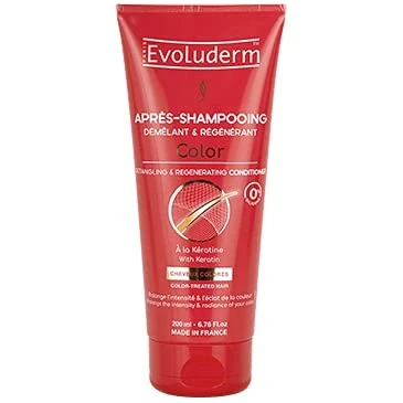 Image de EVOLUDERM Après Shampoing Démêlant &amp; Régénérant Color 200 ml 99% d&#039;Origine Naturelle Végan Fabrication Française