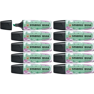 Image de Surligneur STABILO BOSS ORIGINAL by Ju Schnee Lot x 10 surligneurs édition limitée menthe à l&#039;eau