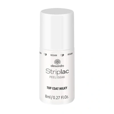 Image de alessandro Striplac Peel or Soak Vegan Top Coat Milky vernis à LED Pour un couleur laiteuse des ongles parfaits en 15 minutes, 8 ml