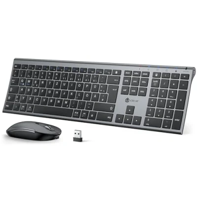 Image de iClever Ensemble Clavier et Souris sans Fil 2,4 G USB C Rechargeable