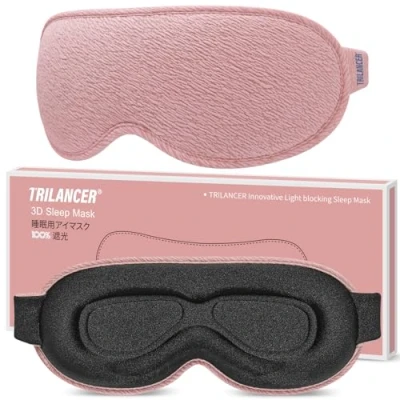 Image de Masque de Nuit Innovant 2024, Trilancer Bandeau Sommeil les yeux, Cache œil Dormir,Masque Sommeil, Voyage Avion Méditation Siestes, Accessoires pour Hommes et Femmes, Bloque la Lumière (Rose)