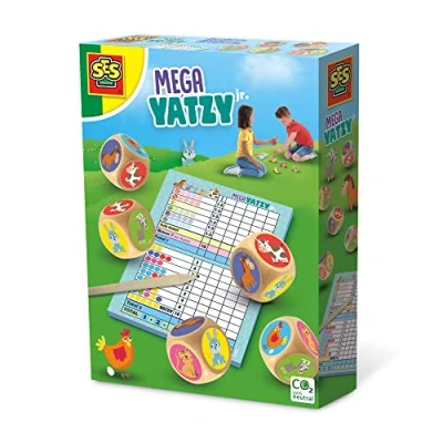 Image de SES Creative 02294 Mega Yatzy Junior, Grand dé en Bois, système de Points Simple, Jeu Famille