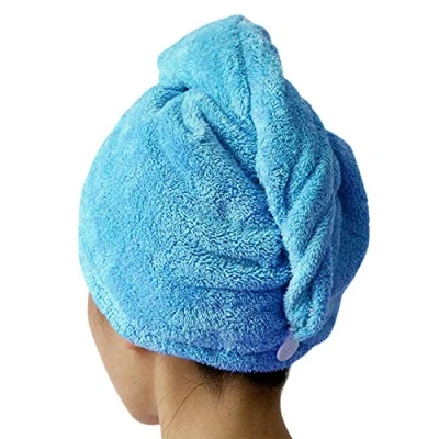 Image de CHIC Séche Serviette Bain Microfibre Séchage Rapide Serviettes Soin Cheveux Wrap (Bleu)