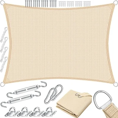 Image de KESSER® Voile d&#039;ombrage, Protection Solaire, Coupe Vent, Tissu PEHD, imperméable et Coutures transversales, Robuste Stable, pour Jardin, Balcon, 4x6m, Crème
