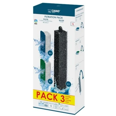 Image de CIANO, Aquarium Consommables Cartouches de Filtration Rechange pour Filtre d&#039;Aquarium Pack 3 mois, Taille L Eau Cristalline Poissons, Sans Impuretés et Odeur Nettoyage Efficace