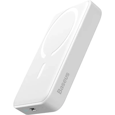 Image de Baseus Magsafe Batterie Externe 10000mAh, Power Bank Magnétique sans Fil pour iPhone 15/14/13/12, PD 20W USB C Chargeur Portable, Blanc
