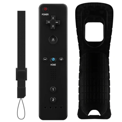Image de OSTENT Capteur de mouvement Bluetooth Télécommande sans fil pour Nintendo Wii Console Couleur du jeu Noir