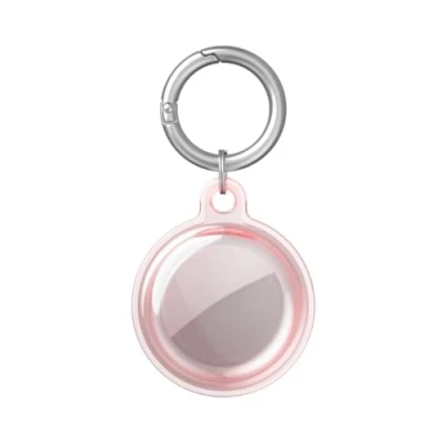 Image de ISKIP Étui Étanche pour Apple AirTag, Housse à 360 avec Porte clés AirTag Étuis (Transparent Rose)