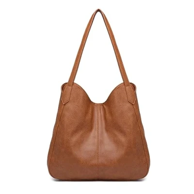 Image de Miss Lulu sac à bandoulière pour femme, main tendance, trois compartiments, peut contenir une tablette de 9,7 pouces, marron, Rétro