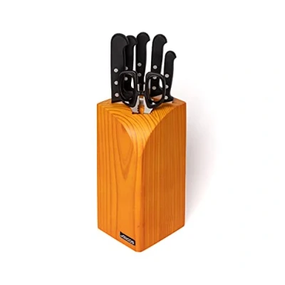 Image de Arcos Séries Universal Boite Cadeau Jeu de Couteaux 6 pièces (5 Couteau + 1 Ciseaux) Lame Acier Inoxydable Nitrum Manche Polyoxyméthylène (Pom) Bloc Bois Pin